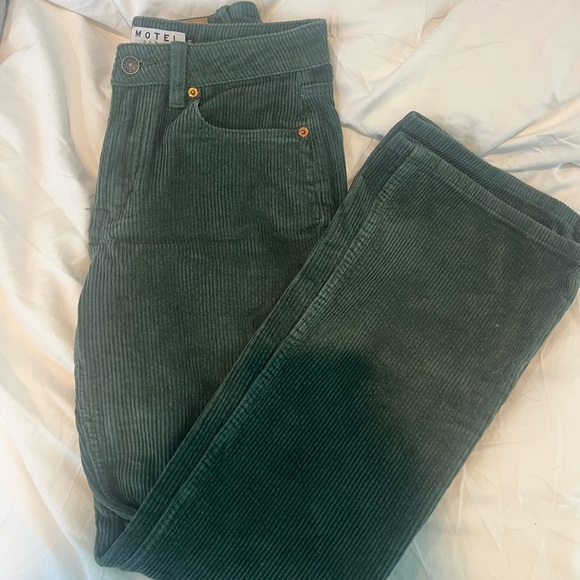 Motel Rocks x Olivia Neill Bootleg Jeans in Cord Green - Picture 11 of 16